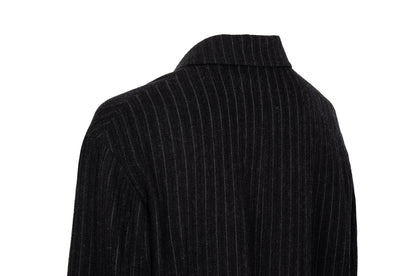 90s Romeo Gigli wool pinstripe dark charcoal long blazer / Made in Italy