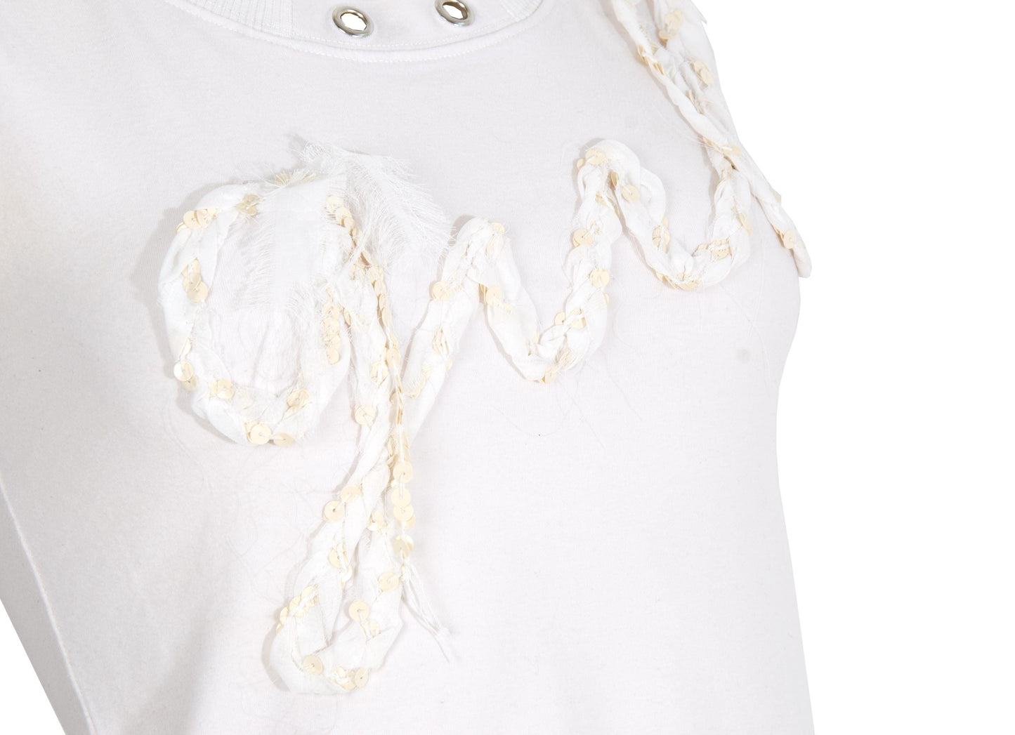 2000s "Girl" organza ribbon embroidered spellout tank top