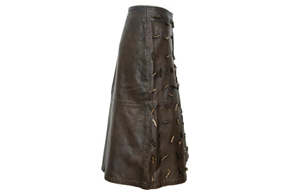 Vintage Collection Privée..? brown leather skirt with embellishments