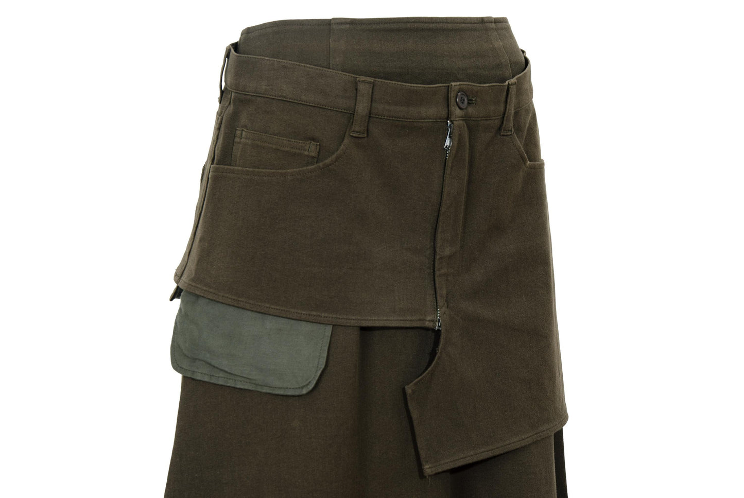 Vintage Atsuro Tayama military inspired maxi skirt with asymmetric layered overskirt / MADE IN JAPAN