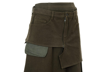 Vintage Atsuro Tayama military inspired maxi skirt with asymmetric layered overskirt / MADE IN JAPAN