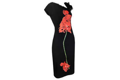 Vintage Spanish designer oversized flower print midi dress