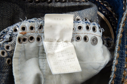 Vintage Enchantement...? mud wash low rise bootcut distressed studded jeans / Made in Japan