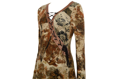 2000s Italian designer asymmetric lace-up corset neckline dress with silk details / Made in Italy