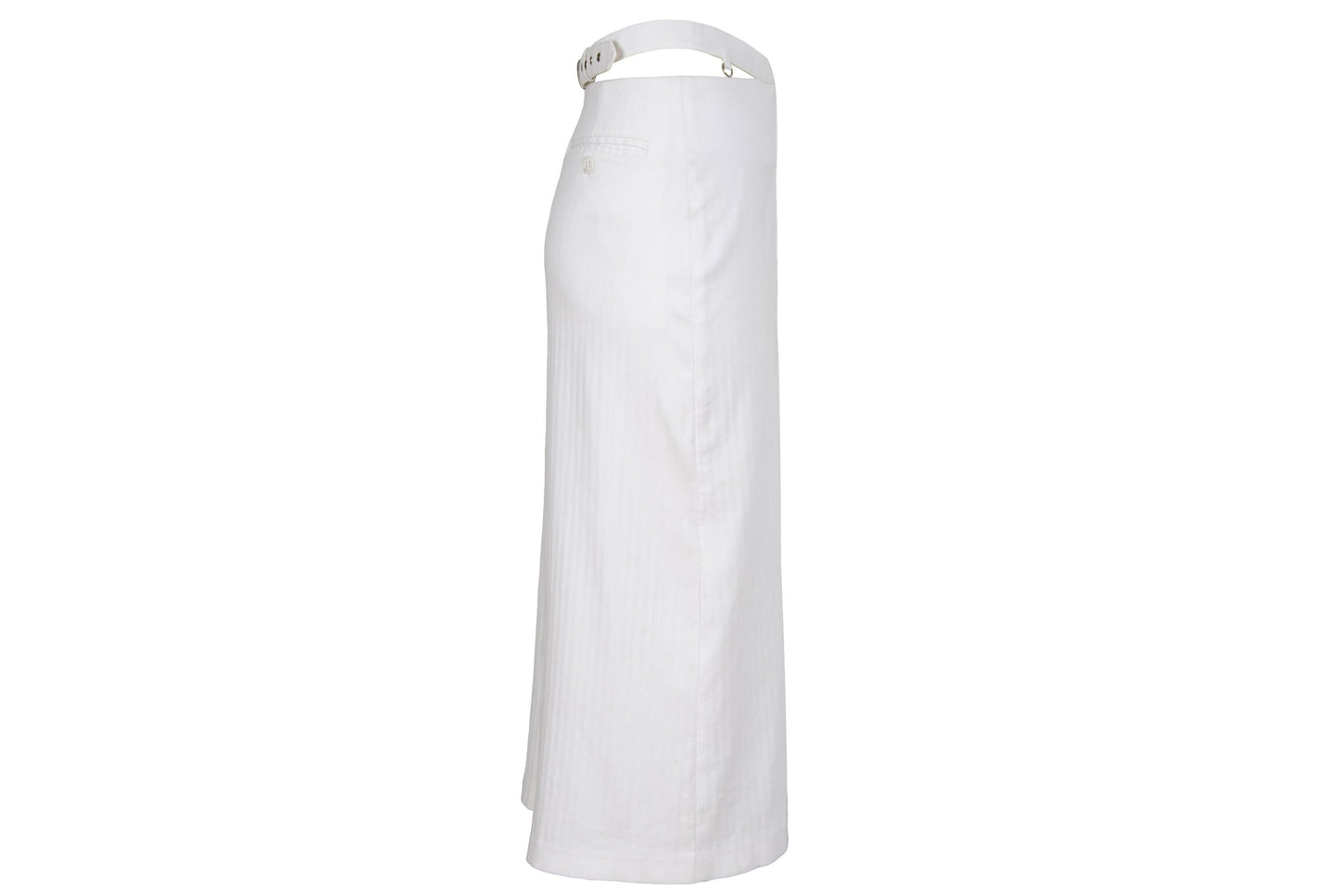 S/S 2003 Simultaneous white midi skirt with cutout integrated belt / Made in Italy