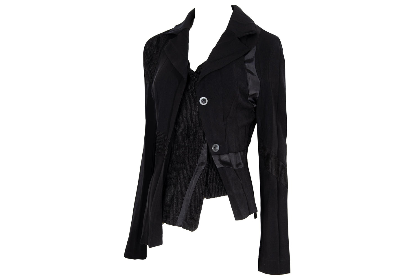 Vintage French brand deconstructed pleats avant garde black asymmetrical jacket / Made in France