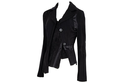 Vintage French brand deconstructed pleats avant garde black asymmetrical jacket / Made in France