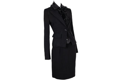Vintage Gaetano Navarra black wool blazer and skirt suit / Made in Italy