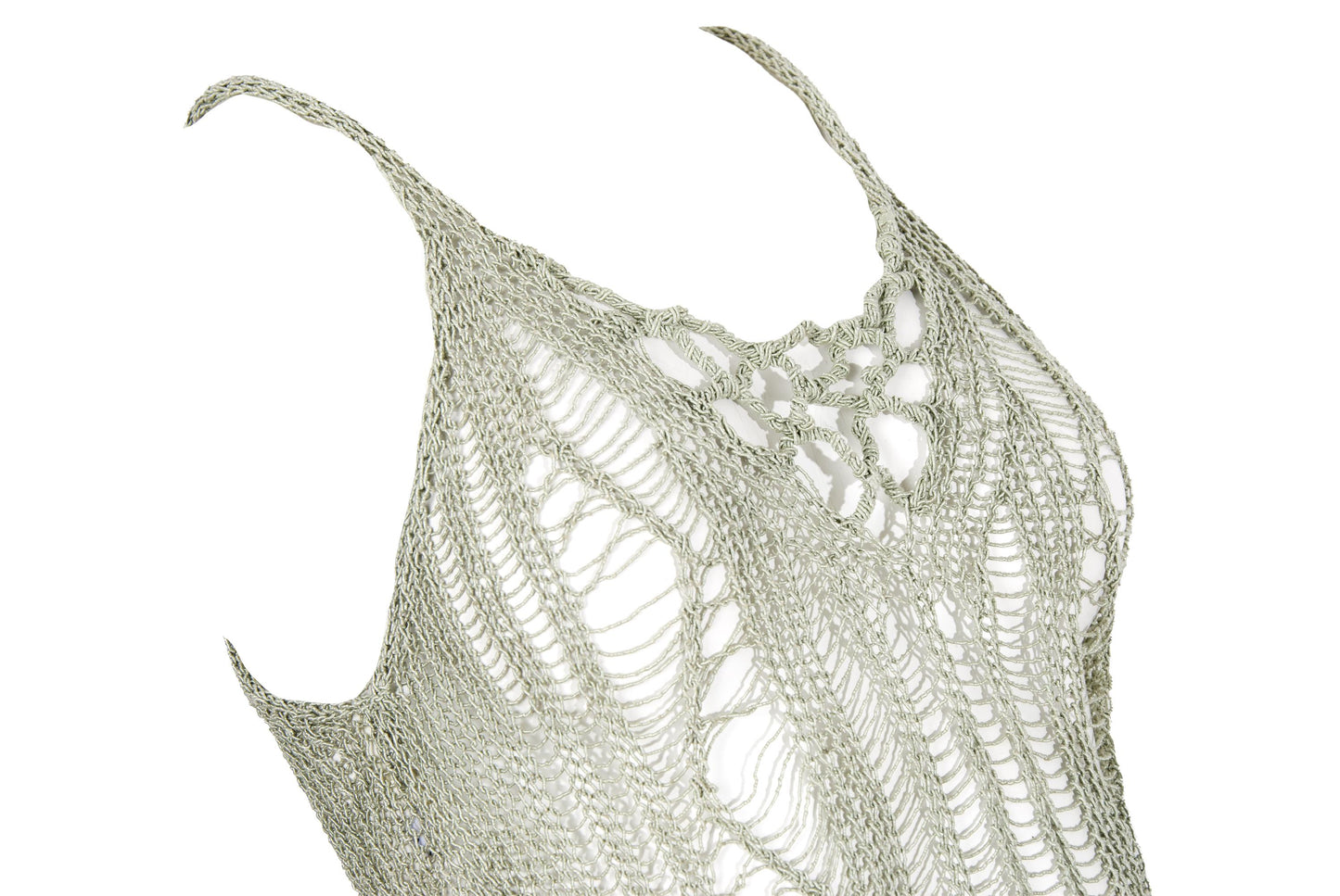 Vintage ladder knit sheer distressed net tank top