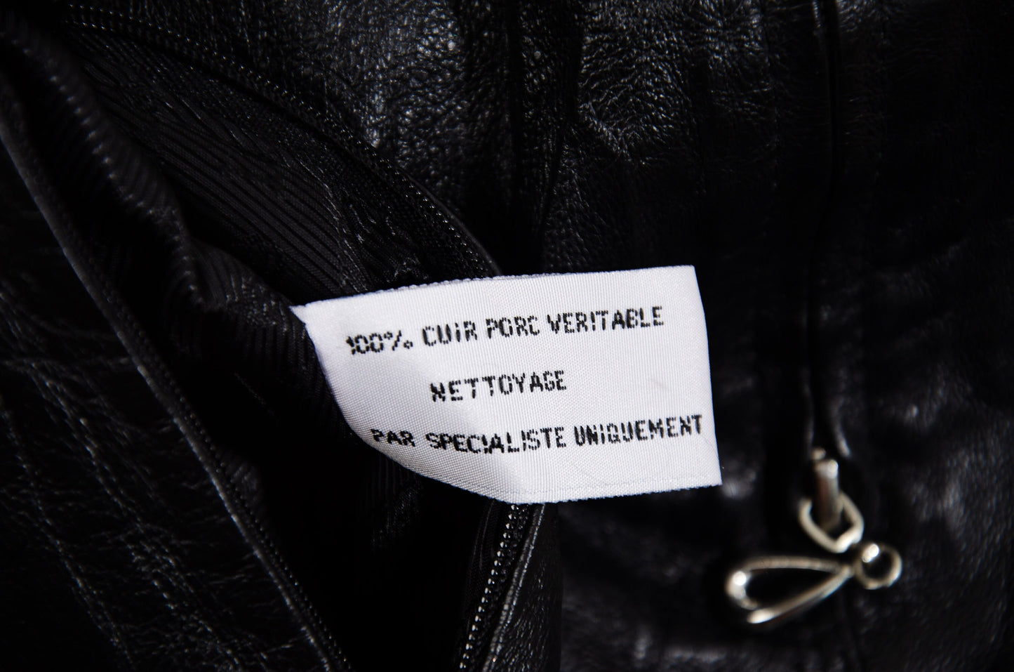 Vintage asymmetrical avant garde cargo pocket black leather skirt / Early 2000s French brand skirt