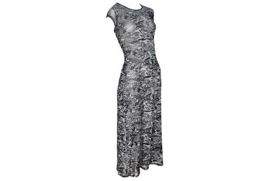 Vintage 90s French Brand Sheer Mesh Maxi Dress - Floral & Paisley Print