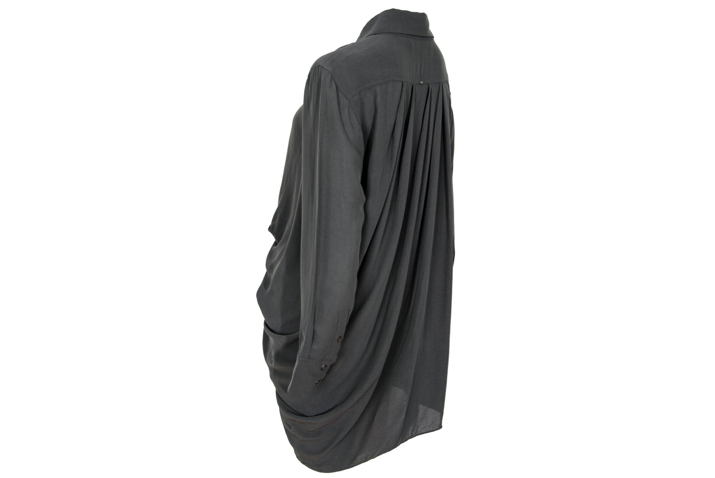 2000s Sportmax asymmetric draped charcoal grey shirt