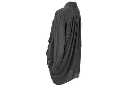 2000s Sportmax asymmetric draped charcoal grey shirt