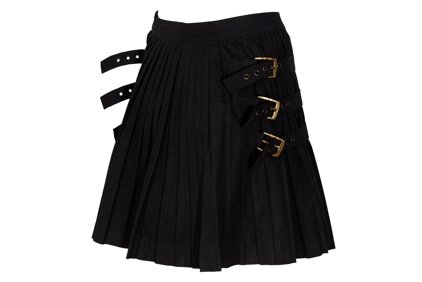 Vintage Antonio Berardi Pleated Mini Skirt Buckle Strap, Military Style
