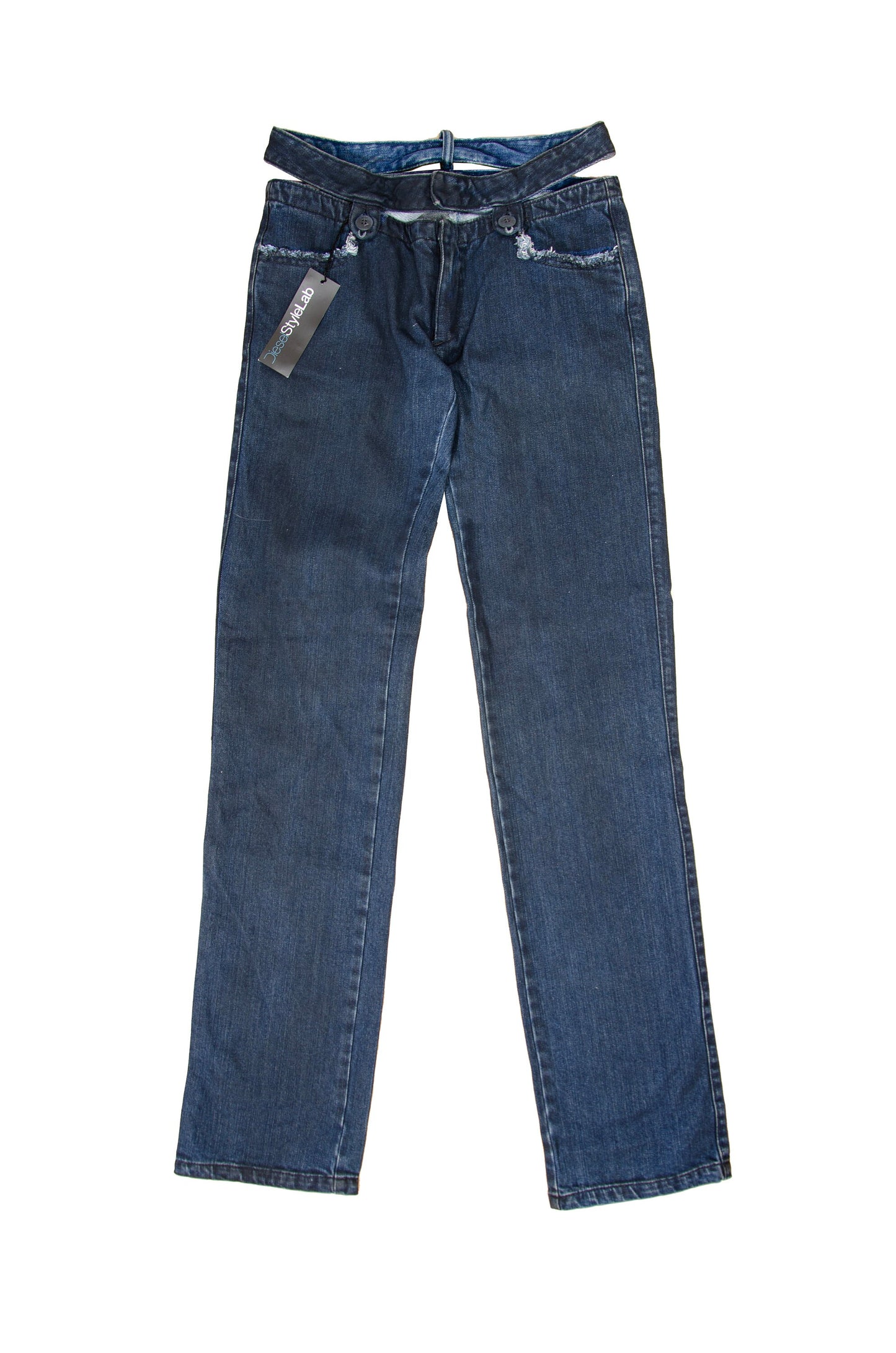 StyleLab Y2K Low Rise Flare Jeans with Cutout Waist