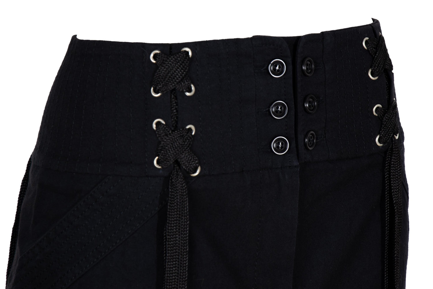 2000s Antonio Berardi black "corset" skirt / Tactical lace up front mini skirt / Made in Italy