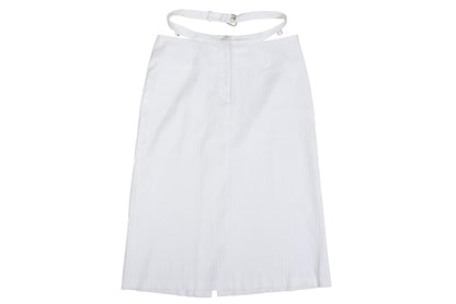 S/S 2003 Simultaneous white midi skirt with cutout integrated belt / Made in Italy