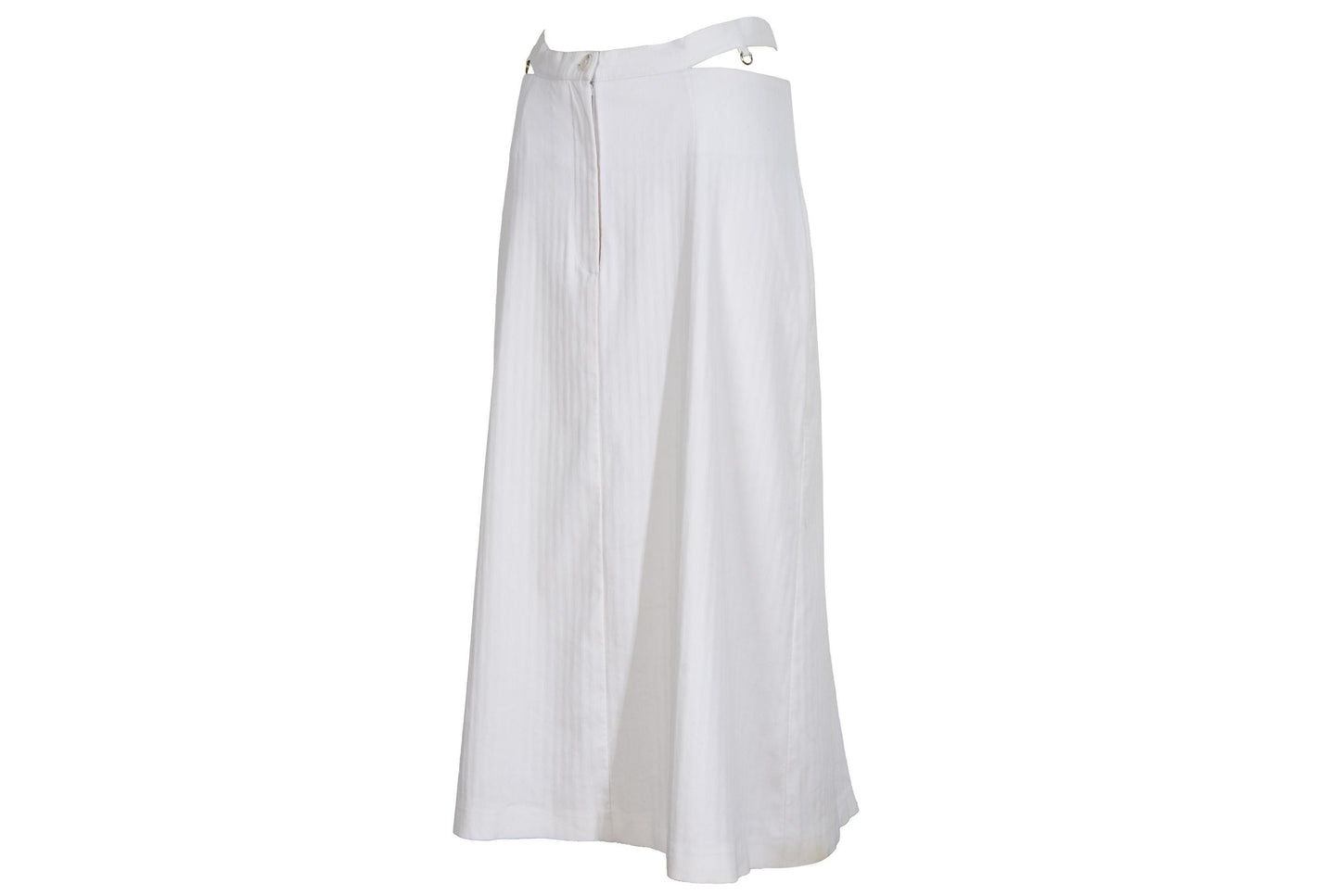 S/S 2003 Simultaneous white midi skirt with cutout integrated belt / Made in Italy