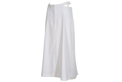 S/S 2003 Simultaneous white midi skirt with cutout integrated belt / Made in Italy