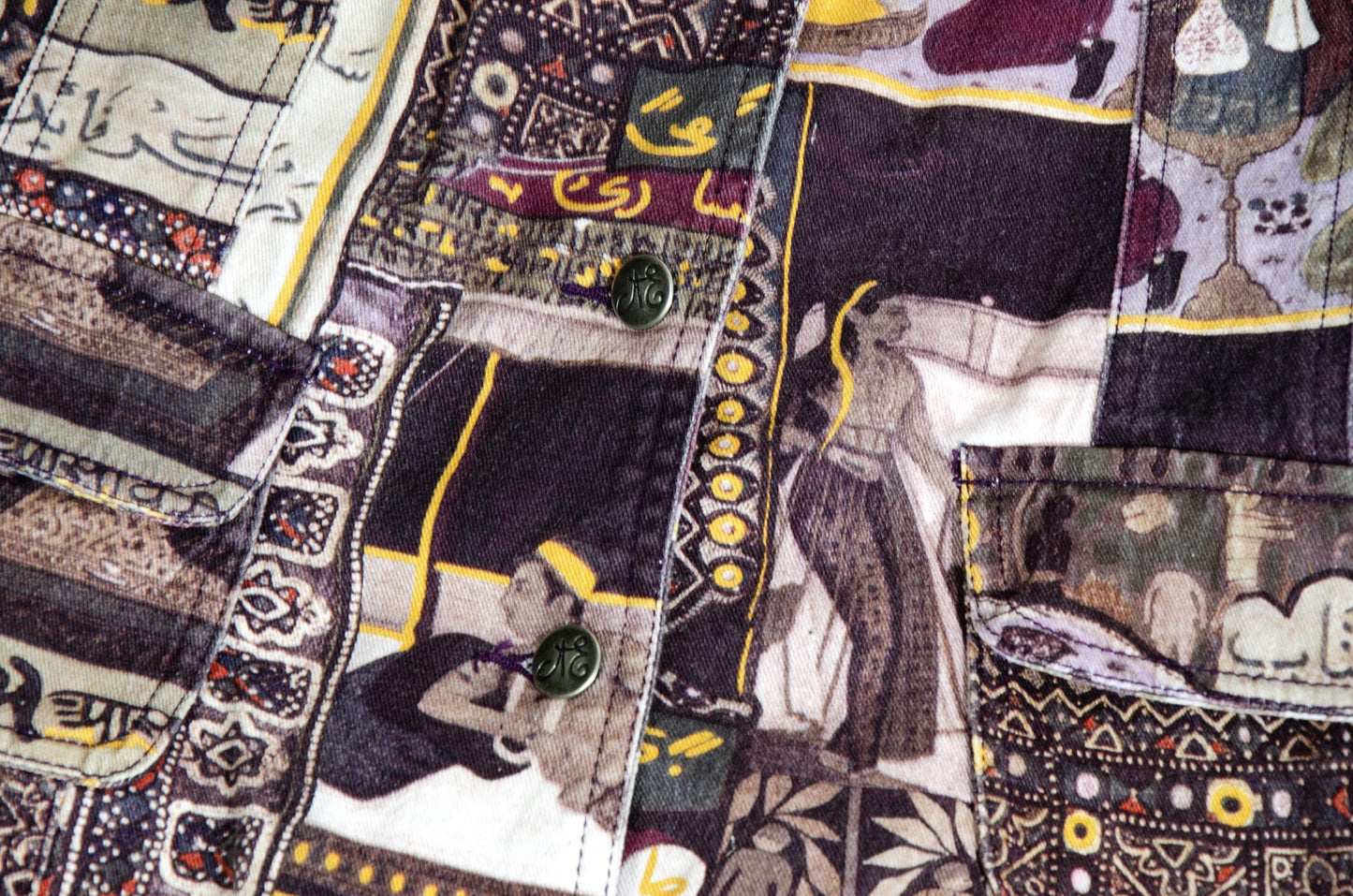 Vintage French designer patchwork print jacket and skirt set