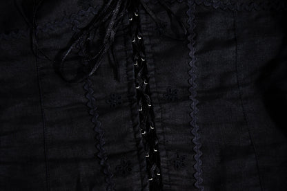 Vintage Black Linen Corset Top and Maxi Skirt Set