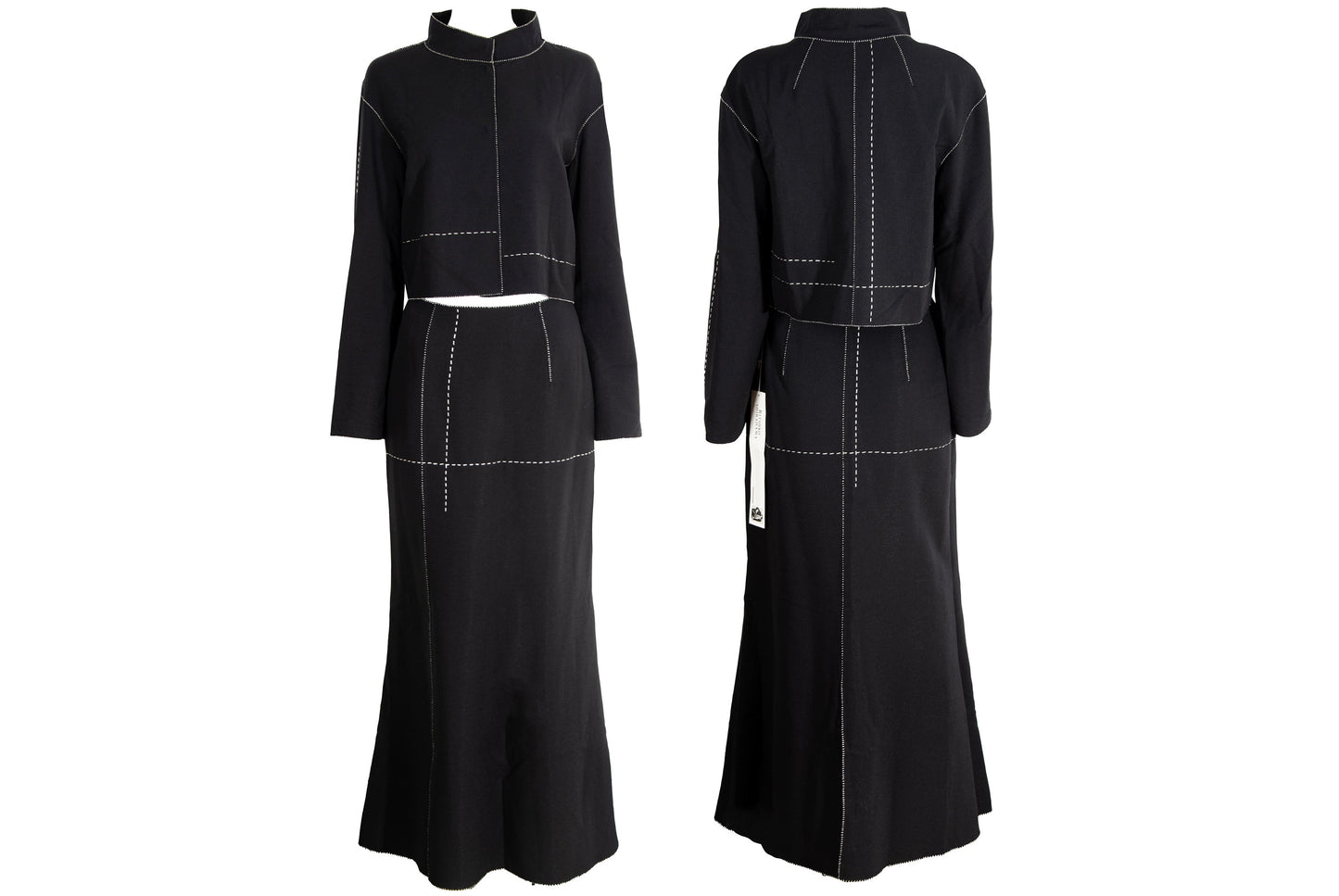 90s Ritsuko Shirahama cropped jacket and maxi skirt two piece set / Made in Japan