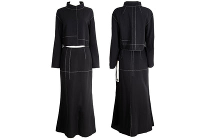 90s Ritsuko Shirahama cropped jacket and maxi skirt two piece set / Made in Japan