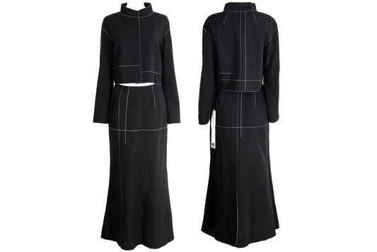 90s Ritsuko Shirahama cropped jacket and maxi skirt two piece set / Made in Japan