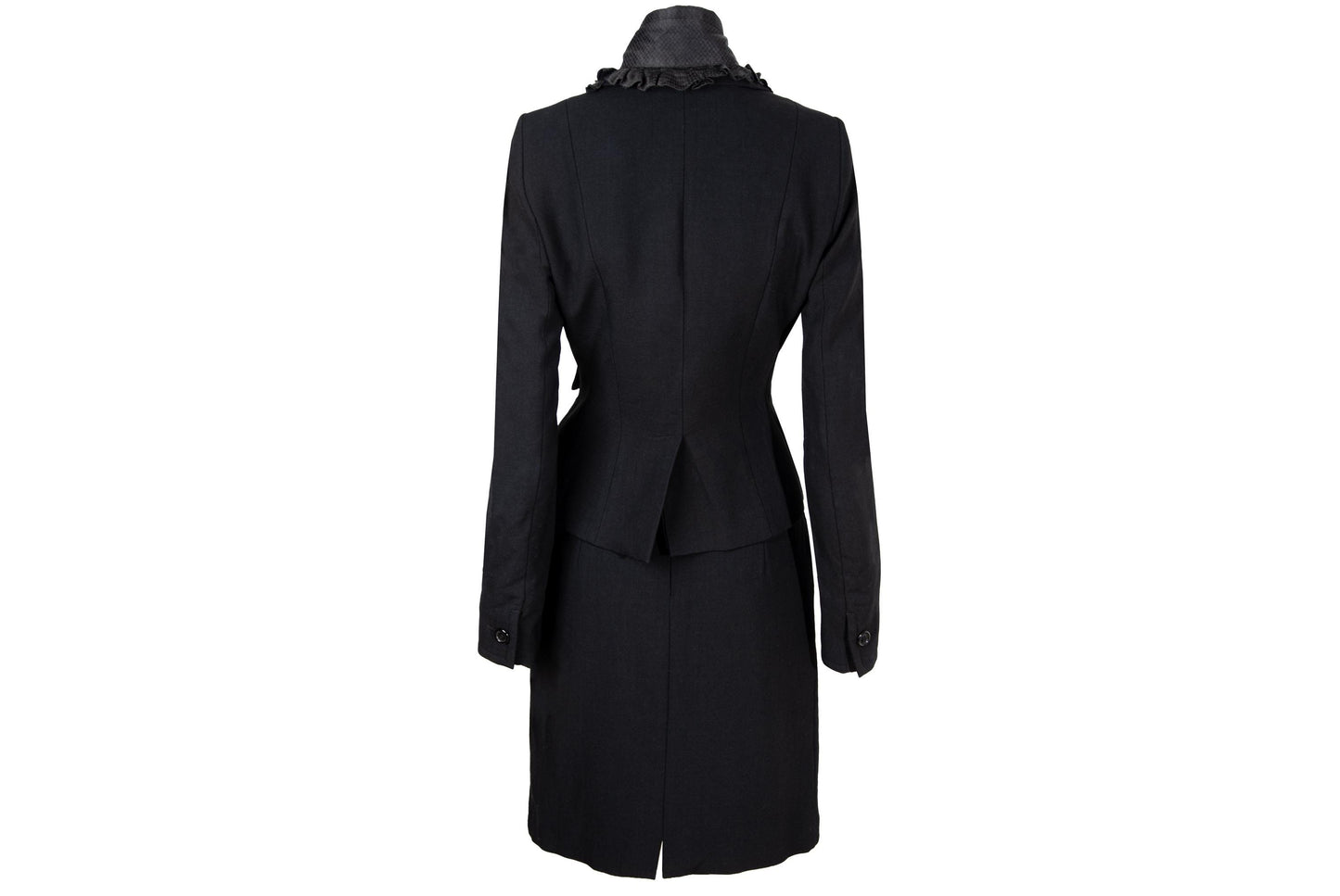 Vintage Gaetano Navarra black wool blazer and skirt suit / Made in Italy