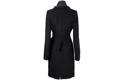 Vintage Gaetano Navarra black wool blazer and skirt suit / Made in Italy