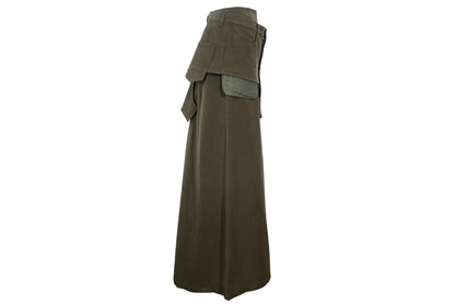 Vintage Atsuro Tayama military inspired maxi skirt with asymmetric layered overskirt / MADE IN JAPAN
