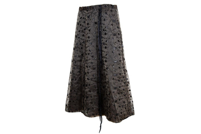 90s Marcel Marongiu embroidered sheer tulle midi skirt / Made in France