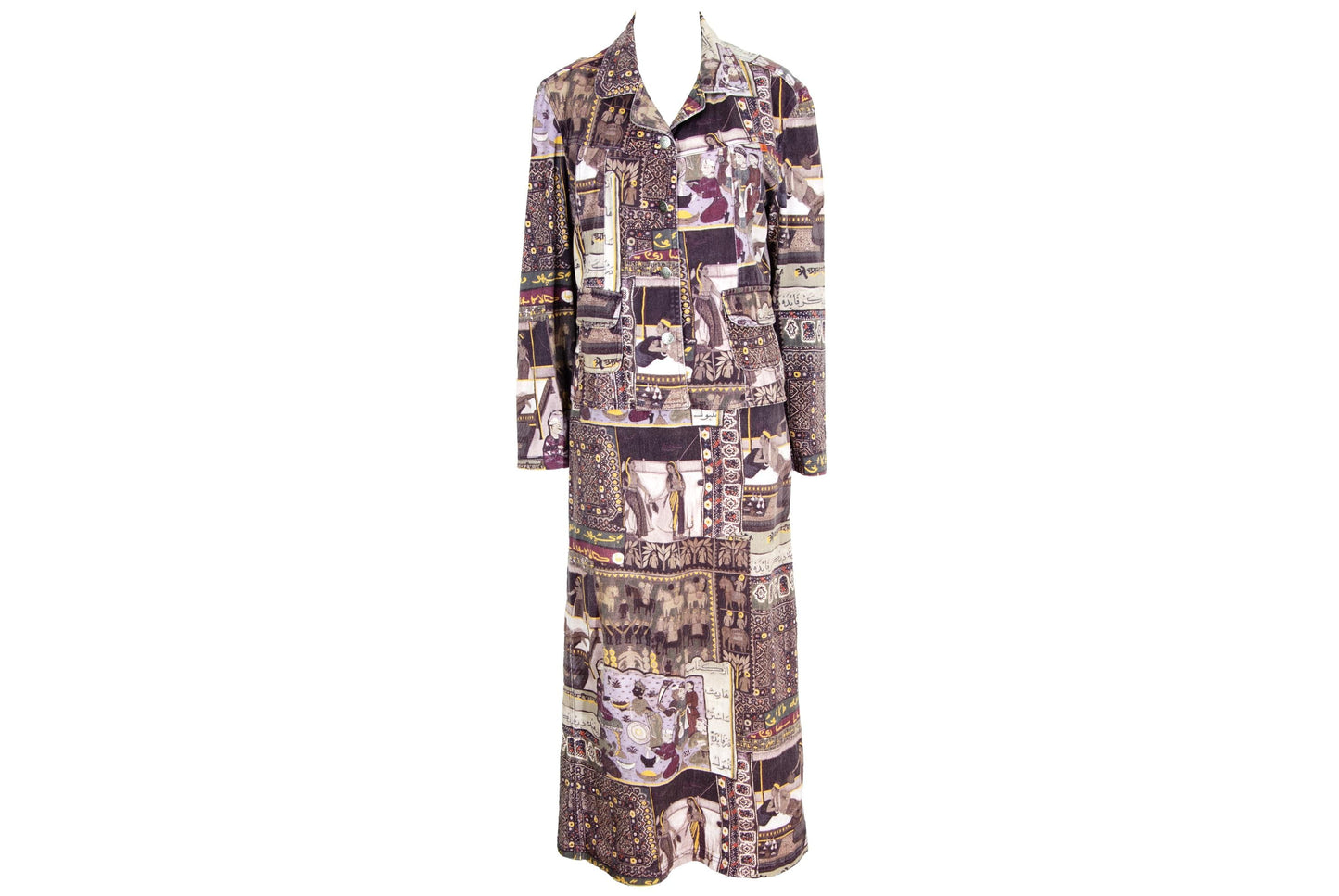 Vintage French designer patchwork print jacket and skirt set