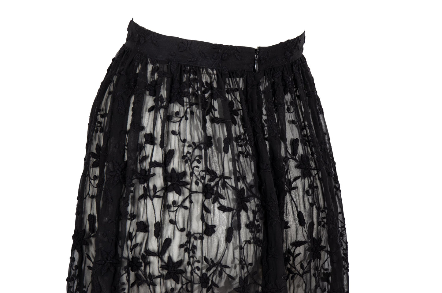 90s Marcel Marongiu sheer high waist lace maxi skirt / Made in France