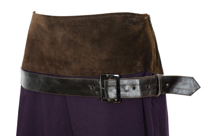 F/W 2002 Simultaneous suede and wool buckle belt skirt / Made in Italy