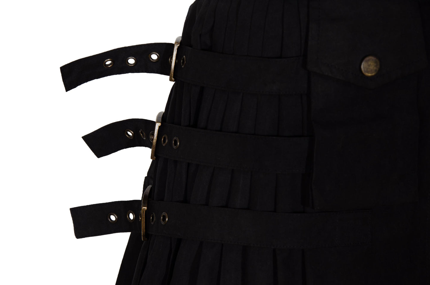 Vintage Antonio Berardi Pleated Mini Skirt Buckle Strap, Military Style
