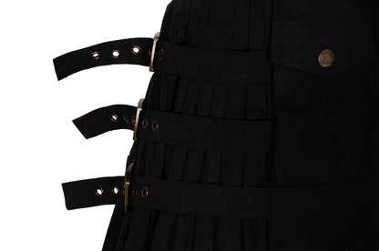 Vintage Antonio Berardi Pleated Mini Skirt Buckle Strap, Military Style