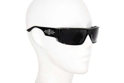 Vintage Robert La Roche sterling silver 925 cross wraparound black acetate sunglasses