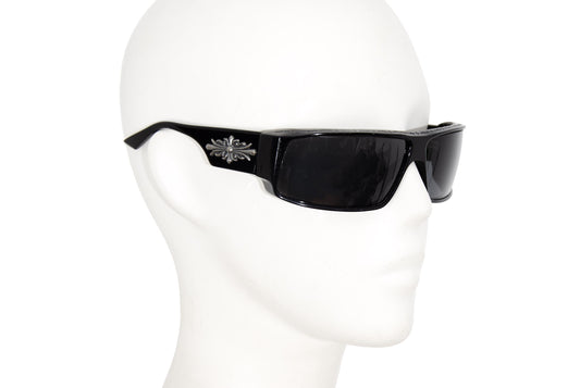 Vintage Robert La Roche sterling silver 925 cross wraparound black acetate sunglasses
