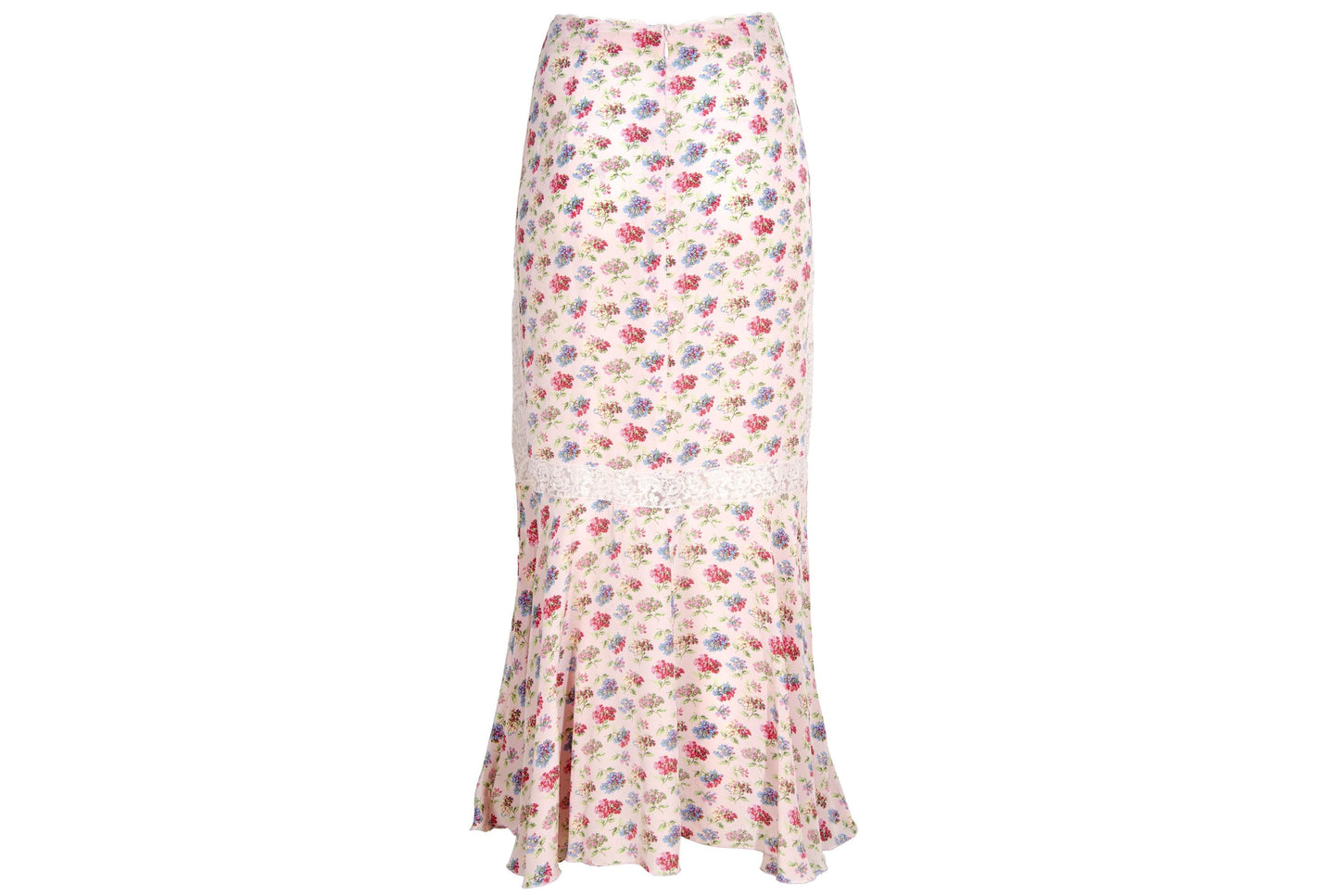 Vintage Mariella Burani 100% silk skirt with delicate lace details / Made in Italy