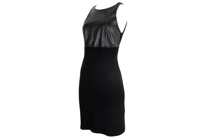 Vestido midi sin mangas de piel y punto vintage de Amaya Arzuaga / Hecho en España