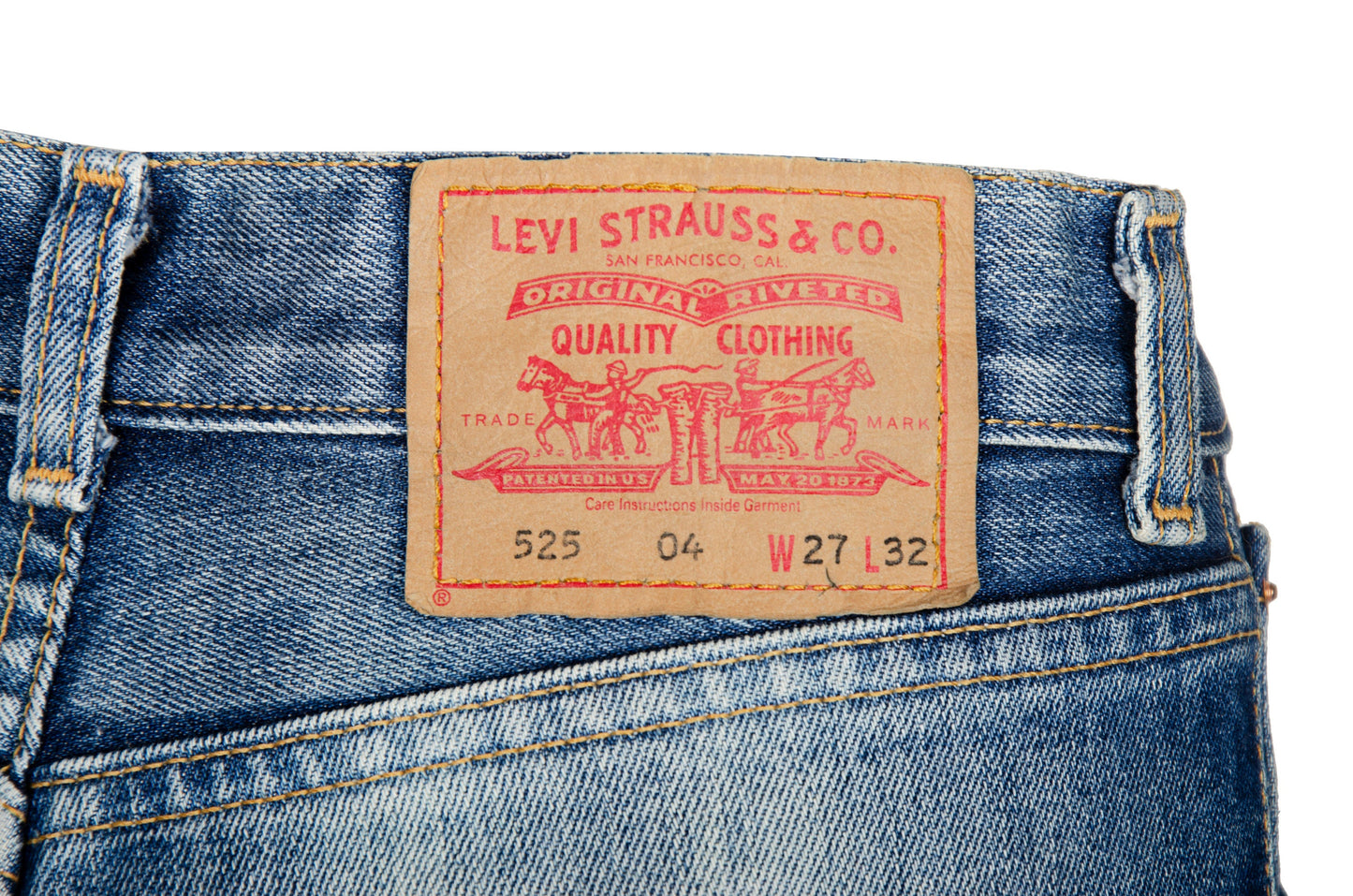 Early 2000s Levi's 525 flared jeans / Contrasted fading mid rise kick flare leg jeans