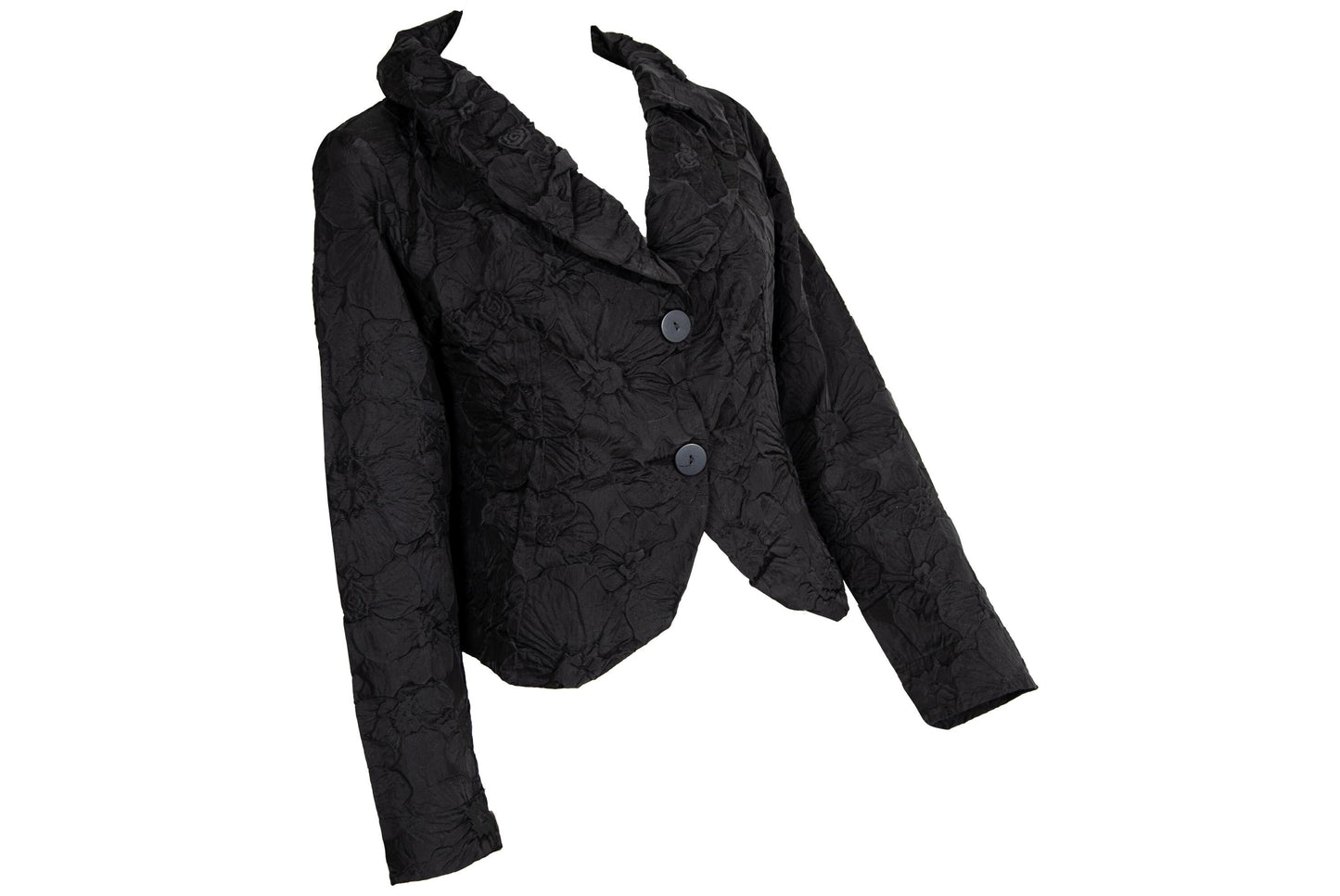 Vintage Koibito Misaki permanent pleats flower design black blazer / Made in Japan