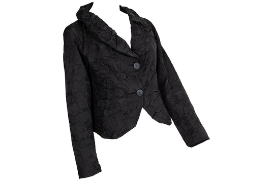 Vintage Koibito Misaki permanent pleats flower design black blazer / Made in Japan