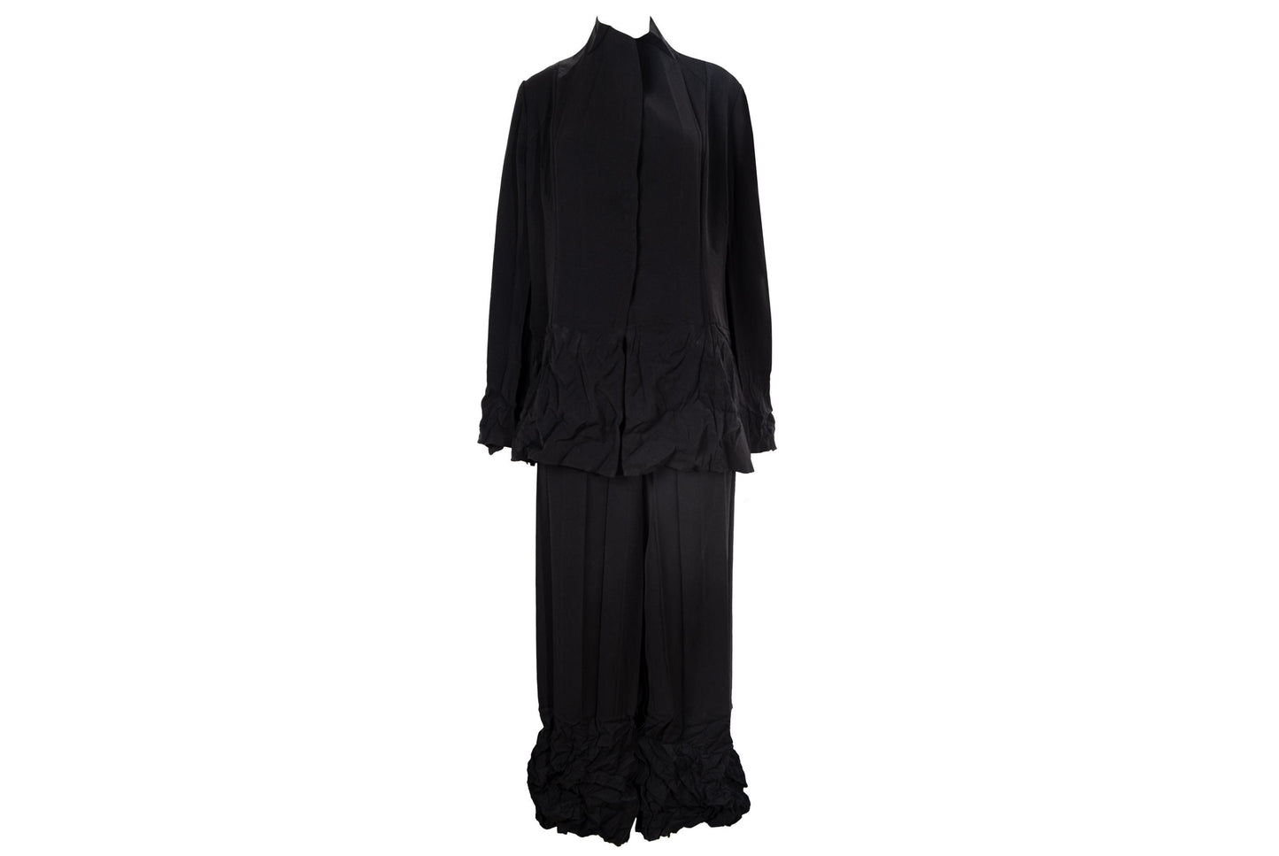 Vintage French brand permanent pleats black jacket and pants / Made in France
