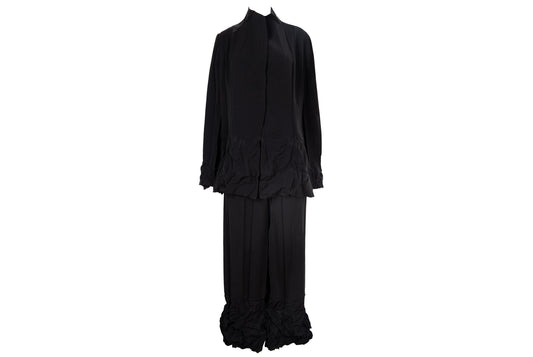 Vintage French brand permanent pleats black jacket and pants / Made in France