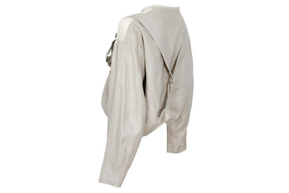 Vintage Japanese designer cropped harness linen jacket with mesh panels