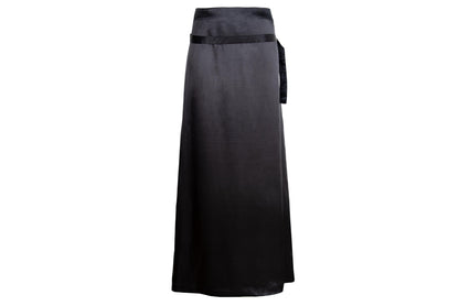 Early 2000s Costume National 100% silk black maxi skirt / Made in Italy
