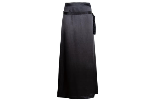 Early 2000s Costume National 100% silk black maxi skirt / Made in Italy
