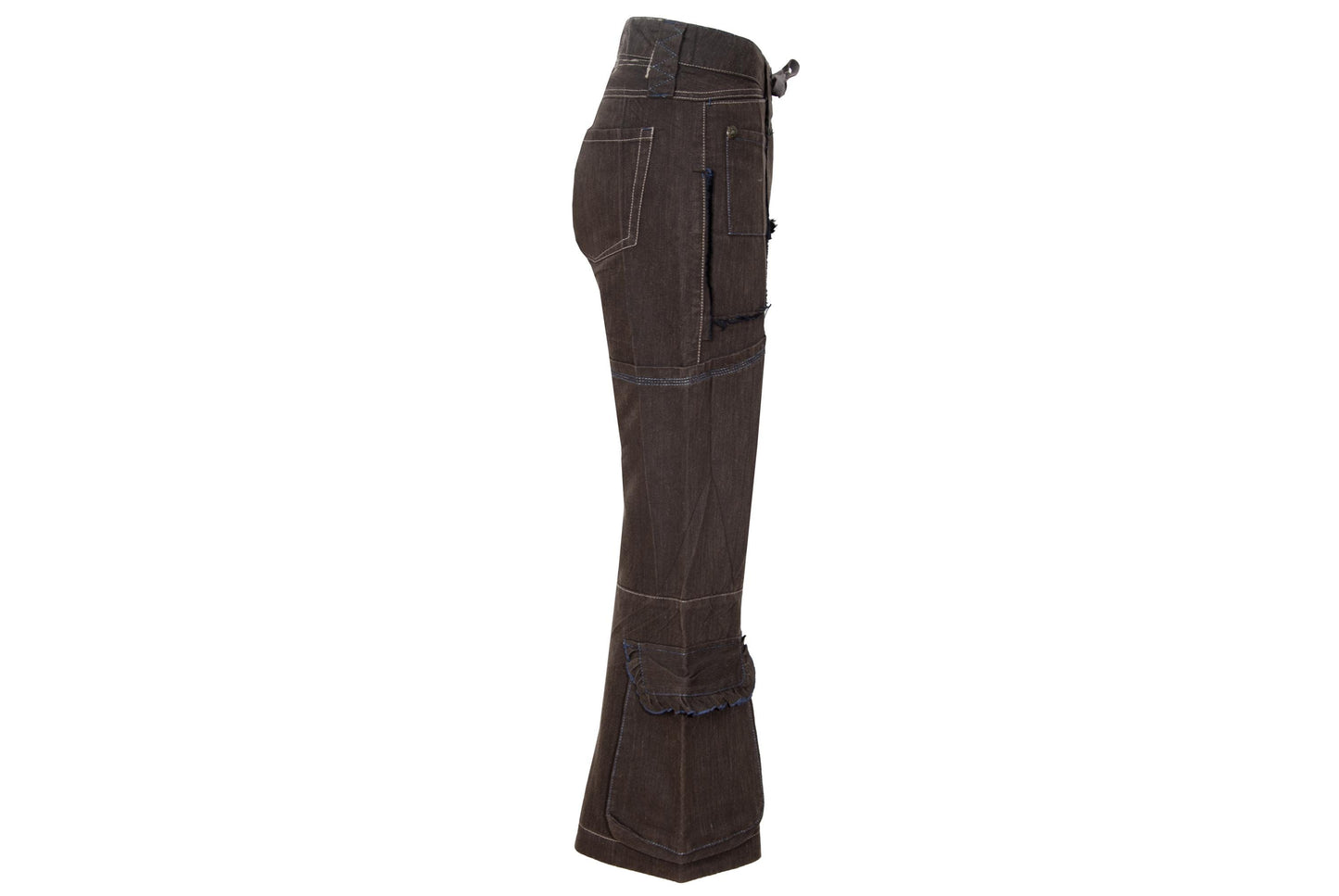 S/S 2003 Marithé + François Girbaud flared low waist brown cotton multi pocket pants